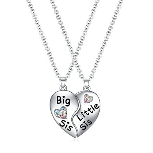 VEEHOO Big Sister Gifts for Girls, Big Little Sister BFF Friendship Necklaces Jewelry for 2