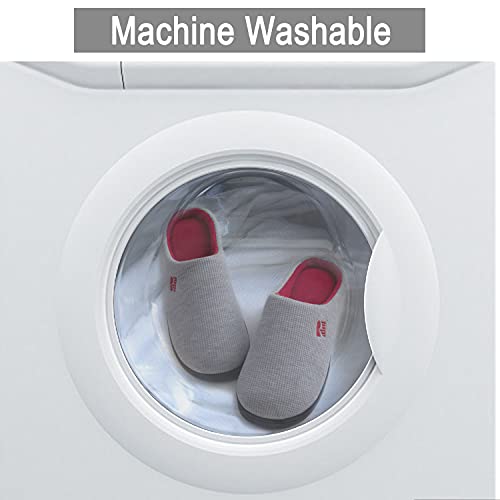 Rockdove Women's Original Two-Tone Memory Foam Slipper, Size 11-12 Us Women, Light Gray/Red #TOP5