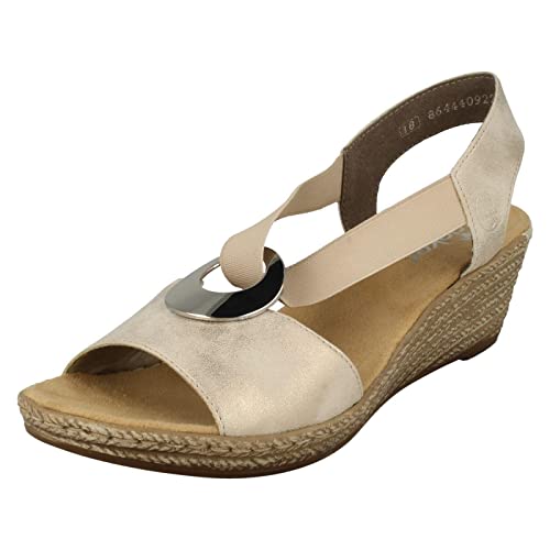 Image of Rieker 624H6 Fanni Women's Wedge Sandals - Lightweight, Comfortable and Supportive - Slip On Sandals with Cushioned Insole and High Wedge for Everyday Stylish Wear