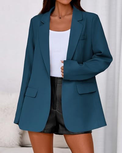 BTFBM Blazers for Women 2026 Fall Business Casual Clothes Open Front Oversized Winter Coats Work Office Suit Jackets(Lake Blue, Small) — view 2