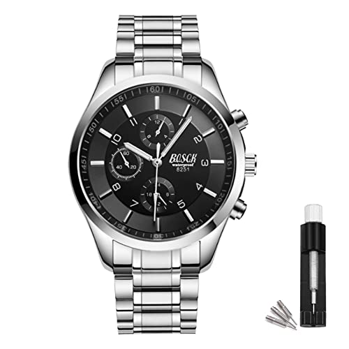 BOSCK Men's Casual Business Watches. Featuring a stainless - steel case, quartz movement, 30M water resistance, and a stylish sporty design.