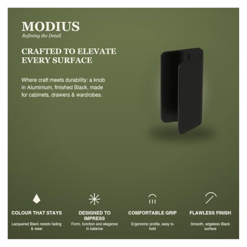 Image of MODIUS Cabinet Knob | Wardrobe & Drawer Knob | Cupboard Knob for Kitchen | Black Finish | Aluminium Cabinet Hardware | Pack of 2 (MS036255)