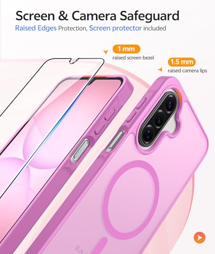 Image of FNTCASE for Galaxy A17 /A16 5G Phone Case: for Samsung A17 Cases [Compatible with Magsafe] [Screen Protector] Matte Translucent Military Grade Protection for Samsung A 17 & A 16 4G Cover - Pink
