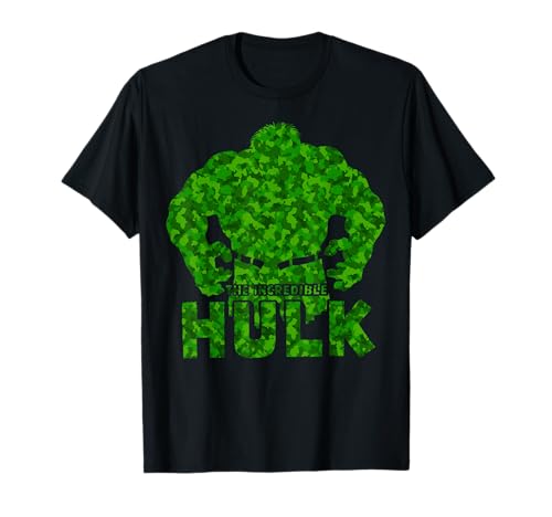 T-shirt Hulk Marvel au motif graphique camouflage gris chiné