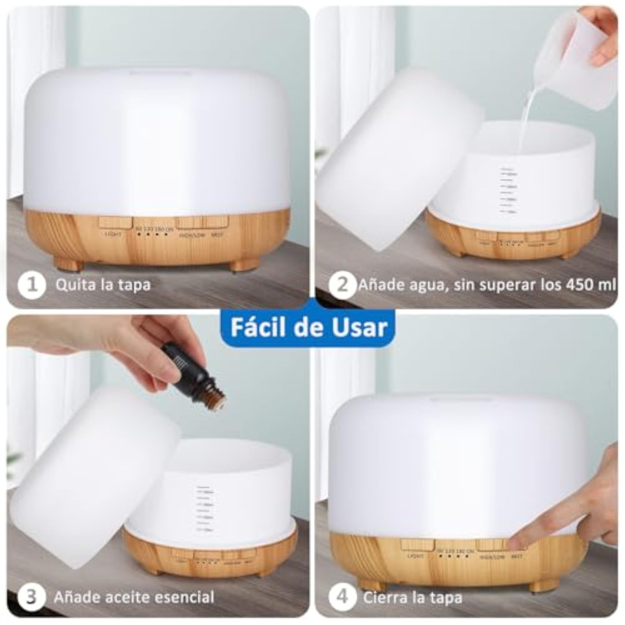 Essential Oil Diffuser, 500ml Aroma Humidifier with Timer