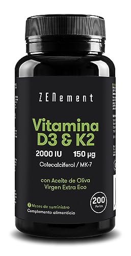 Vitamina D3 y K2-150 mcg MK-7 & 2000 UI
