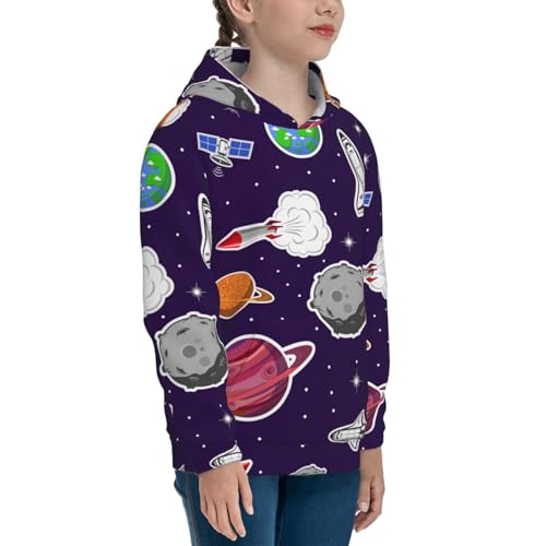 Rocket Satellite Kids Pullover Hoodies Boys Sweatshirts Girls Athletic Clothes with Pocket3