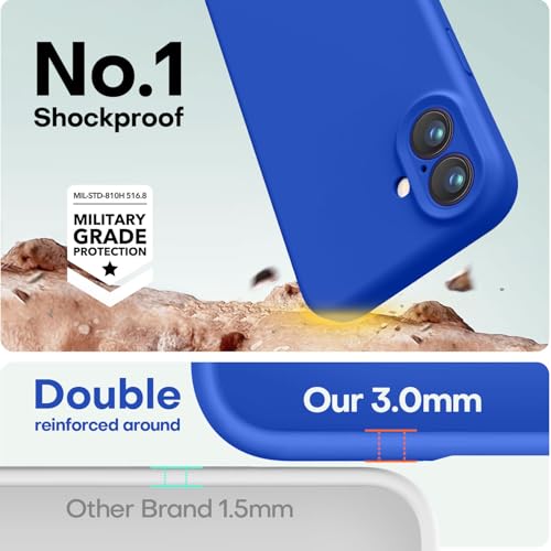 Image of LOVE 3000 Designed for iPhone 16 Case, Premium Silicone with [Soft Anti-Scratch Microfiber Lining] Shockproof Protective Phone Case for Men Women Girls 6.1 inch, Klein Blue