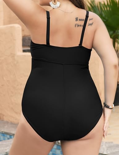 Plus Size Bathing Suit for Curvy Women Tummy Control Ruched 2XL One Piece Swim Suits Square Neck Swimsuits 20253