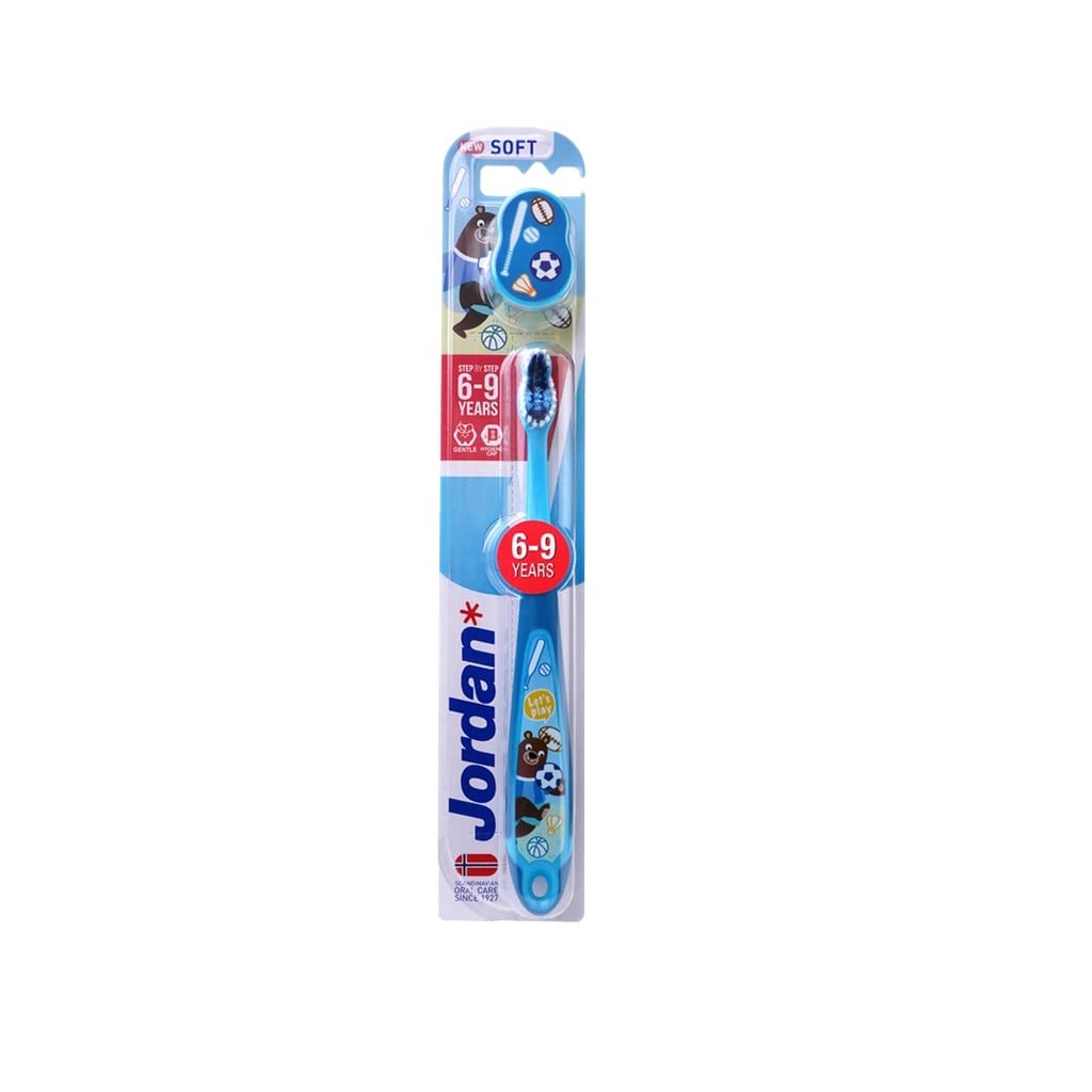 Jordan Step 3 Kids Toothbrush with Stand, 6-9 Years Tooth brush , Soft Bristles, BPA Free Kid Toothbrush (6-9Years Kid-Stand-Blue)-picture-16