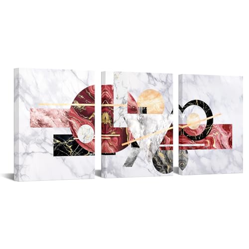 Nachic Wall Red Grey and Gold Wall Decor Abstract Geometric