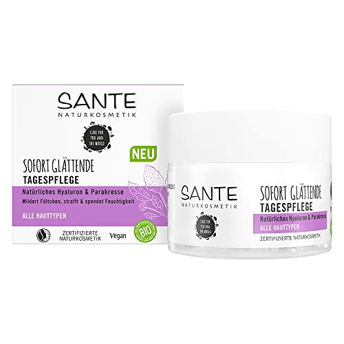 SANTE Naturkosmetik Glättende Tagespflege, Feuchtigkeitsspendende Tagescreme für einen strahlenden...