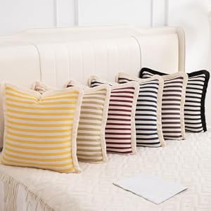 Burgundy Striped Decorative Throw Pillow Covers 20x20 Inch Set of 2 Boho Christmas Pillow Cases with Fringed Farmhouse Pillows Cover Modern Cushion Covers Pillowcase for Sofa Couch Bed Burgundy Striped Decorative Throw Pillow Covers 20×20 Inch Set of 2 Boho Christmas Pillow Cases with Fringed Farmhouse Pillows Cover Modern Cushion Covers Pillowcase for Sofa Couch Bed