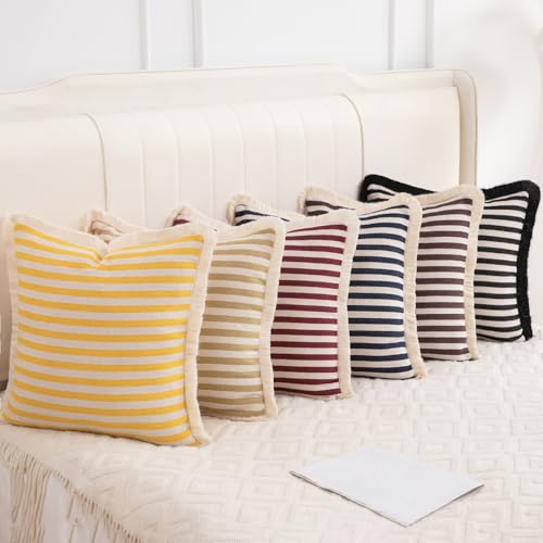 Burgundy-Striped-Decorative-Throw-Pillow-Covers-20×20-Inch-Set-of-2-Boho-Christmas-Pillow-Cases-with-Fringed-Farmhouse-Pillows-Cover-Modern-Cushion-Covers-Pillowcase-for-Sofa-Couch-Bed Burgundy Striped Decorative Throw Pillow Covers 20×20 Inch Set of 2 Boho Christmas Pillow Cases with Fringed Farmhouse Pillows Cover Modern Cushion Covers Pillowcase for Sofa Couch Bed