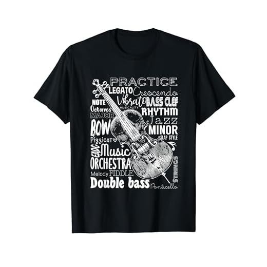Nube de palabras del instrumento contrabajo Músicos Bajista Camiseta