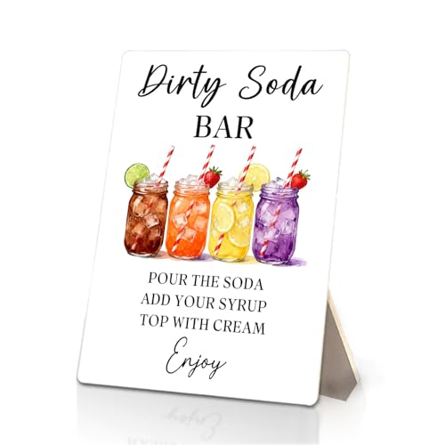 ERYBHKRTYH Dirty Soda Bar Sign - Dirty Soda Bar Supplies Baby Bridal Shower Decorations Wedding Bar Sign Wedding Decorations for Reception 5x7 Inch
