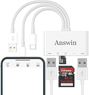 SD Card Reader for iPhone, Answin 5 in 1 USB C SD Card Reader for iPhone / iPad / Android / Mac / Computer / Camera / MacBook, Supports SD/Micro SD/SDHC/SDXC/MMC and USB OTG