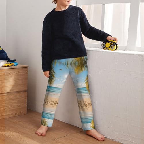 Pajama Pants Pajama Bottoms with Elastic Waistband Sleepwear Lounge Pants, Summer Beach Coconut Trees Sun 5