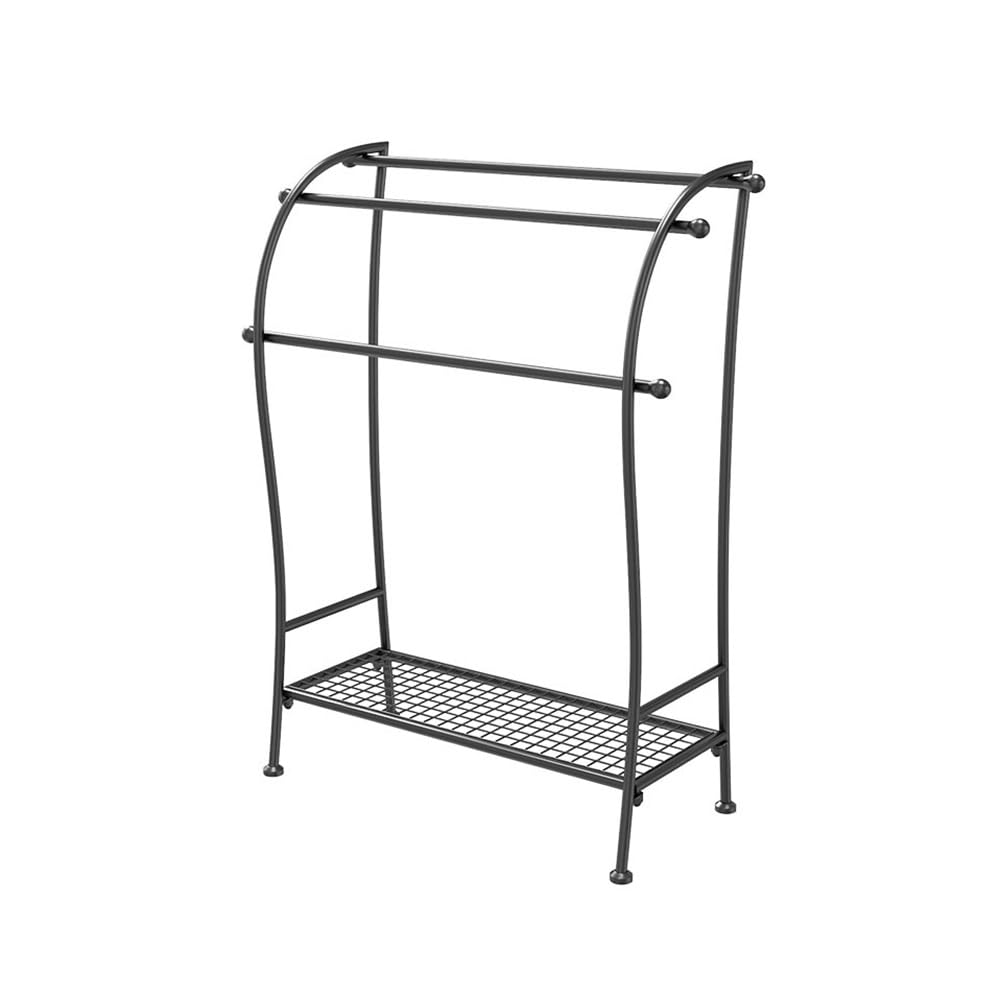 towel rail Bathroom Towel Rack Floor-standing Clothes Hanger Punch-free Household Storage(Black)