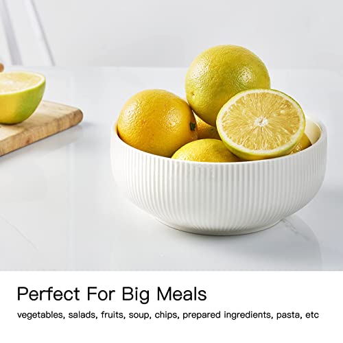 Getstar Salad Bowl, 8 Inch 60 Oz Large Serving Bowls, 2 Packs Ceramic Salad Bowl Set, Microwave & Freezer Safe, Fruit Bowl Soup Bowl Pasta Bowl Popcorn Bowl Set Of 2 (White) #TOP2