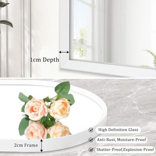 HLFMVWE Arched Wall Mirror Bathroom Mirror Brushed Metal Vanity Wall Mounted Mirror for LivingRoom Bedroom Entryway Room Home Decor White 30 x 40CM - Cosy Home Interiors HLFMVWE Arched Wall Mirror Bathroom Mirror Brushed Metal Vanity Wall Mounted Mirror for LivingRoom Bedroom Entryway Room Home Decor White 30 x 40CM - Image 2