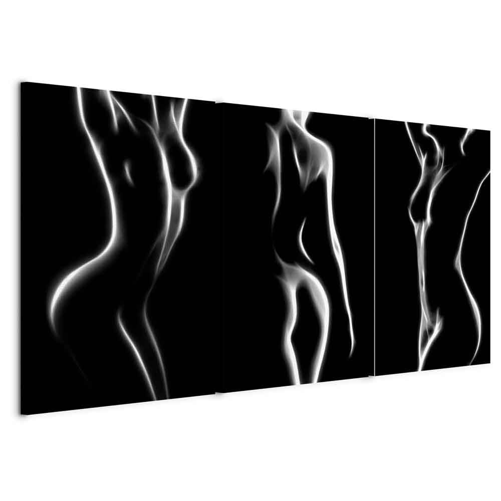 B&D XXL - Leinwandbild Set Frau Schwarz weiß, 180x90 cm, 3-teilig, modern
