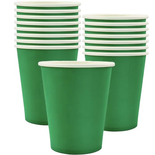 POPOYU MOMAHUA 16 Pièces Gobelets en Papier - Vert Gobelets en Carton 25cl - Multicolores Tasses de Fête Solides et Épais - Pour Café, Thé, Boissons...