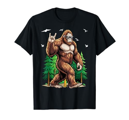Retro Rock Music Lover Funny Bigfoot Men Women T-Shirt