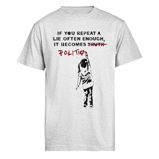 Banksy If You Repeat A Lie Often Enough Camiseta De Manga Corta De Hombre Gris