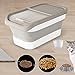 FJMQHU Dog Cat Food Storage Container, Food Storage Box, 22lbs Large Capacity Kitchen Rice Bin, Dog Food Container for Pet Food, Flour, Khaki
