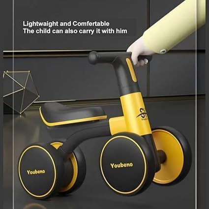 Image of Baby Balance Ride-On Bike Toddler Push Walker with Music, LED Lights, Non-Pedal 4-Wheel Baby Bike for 1-3 Year Old Boys & Girls Safe Sturdy Design, Indoor & Outdoor Use (KB-167 : Yellow)