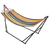 Outsunny Hamaca con Soporte Plegable 2 en 1 270x100x94 cm Multicolor