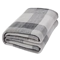 Dreamscene Sofa Throw Blanket, Soft Cosy Warm Grey Tartan Check Outdoor Throw for Garden Furniture Double Fleece Blanket for Bedroom Living Room Picnic, 150 x 200cm