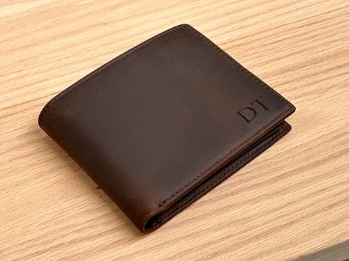 Personalized Leather Wallet for Men, Custom Monogram Initial Wallets - Engraved Name Wallet for Him, Dad, Husband, Son, Grandpa - Perfect for Weddings, Anniversaries, Birthdays, Graduation (BLACK.)2