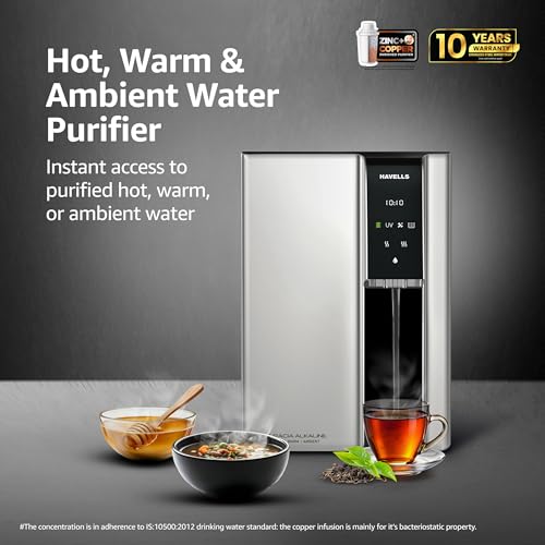 Image of Havells Gracia Alkaline Water Purifier | RO+UV+Alkaline | Free Unlimited Service Visits for 1 Yr | Hot, Warm & Ambient Water | 10 Stage Purifier | 7.6 L SS Tank | For Borewell, Tanker, Municipal Water