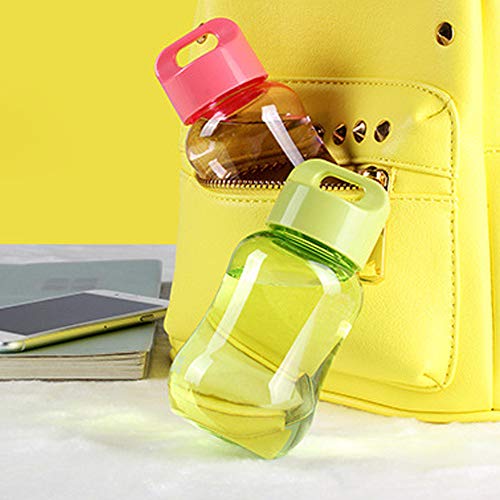 Drinkfles, draagbare sportfles, mini plastic beker, handbeker met touw, geschikt voor outdoor, wandelen, kamperen, reizen, sport, ook geschikt voor dagelijkse dranken, opslag (3 stuks, roze, blauw, groen, 200 ml) - Image 5