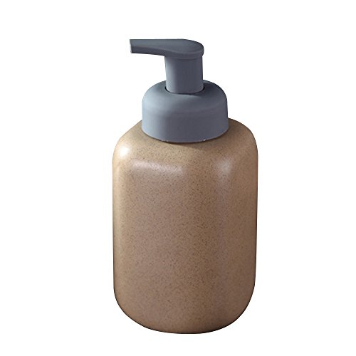 Layboo Ceramics Square Shape Foaming Soap Dispensers Pump-Bottles for Kitchen, Bathroom Countertop and Vanities 550 ml(18.79 oz) (Brown)
