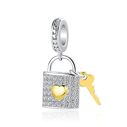Image of Holds The Key to Your Heart Charm Keys of Love Dangle Charms for Bracelets and Necklaces