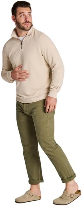 Life is Good. Men's Solid French Terry Quarter Zip Tee, Birch White