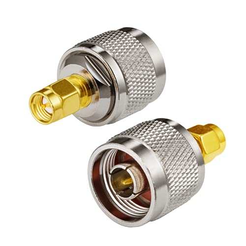 Vecys SMA-Adapter N-Type Adapter SMA Stecker auf N-Type Stecker Adapter für WLAN-Antennenkabel WLAN-WLAN-Router (2 Stück) Cover