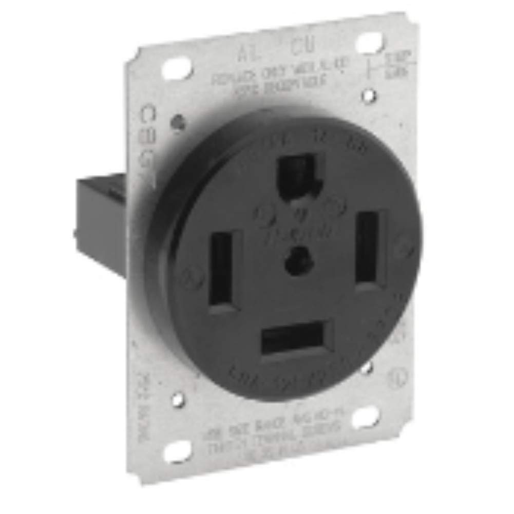 Leviton 60 Amp, 125/250 Volt, Flush Mounting Receptacle, Straight Blade, Industrial Grade, Grounding, 9460, Black