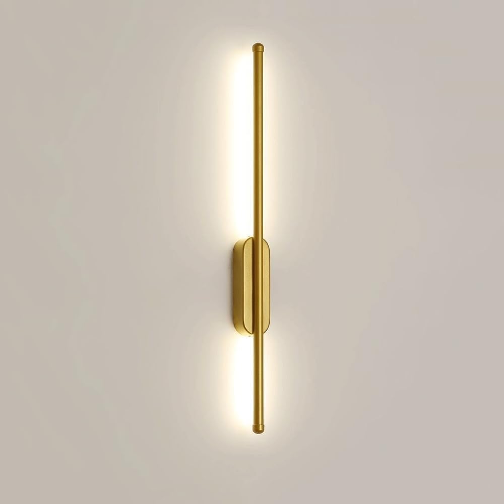 HPTHLY Led Wall Sconce, Linear Strip Wall Lamp, Aluminum Mounted Background Light For Bedroom, Living Room, Corridor, Stairs, Indoor Bedside Decoration Wall Light (Gold-100Cm)