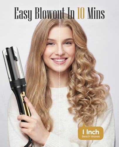 ZAVAREA Automatic Rotating Curling Iron for Long Hair - 1 Inch Curling Wand for Beach Waves & Loose Curls, Easy Hair Curler for Beginners, Anti-Scald & Frizz-Free, Dual Voltage for Travel — view 2
