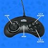 Old Skool USB Controller 6-Button Arcade Pad Compatible with Sega Genesis Mini, PS3, PC, Mac, Steam, Nintendo Switch - USB Port (Black)