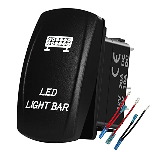 Image of Led Light Bar Rocker Switch White Led 5 PIN ON-Off SPST Toggle Switch for Car Boat Truck Trailer Van UTV ATV Dashboard 12V 24V IP66