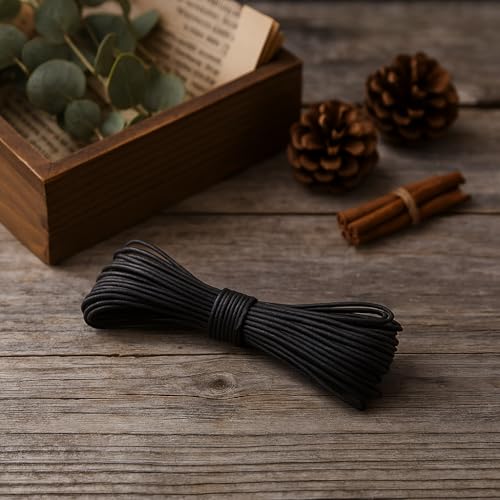 LWR CRAFTS 2mm Waxed Cotton Cord 45 Feet Per Pack (Pack of 2) (Black)