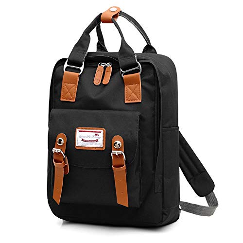 Preisvergleich Produktbild Rucksack Multifunktionale Weibliche Rucksack Mädchen Umhängetasche Leinwand Laptop Rucksack Rucksack Schultasche Teen Mädchen Junge Reise Schwarz