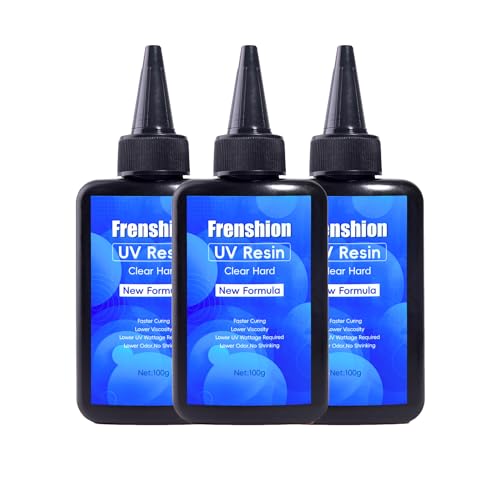 FRENSHION 300G UV Resin,Upgrade Formula Crystal Clear UV Resin Solar Cure Sunlight Activated Hard UV Resin for Jewelry Earrings Necklace Bracelet Making, Casting& Coating and DIY Craft