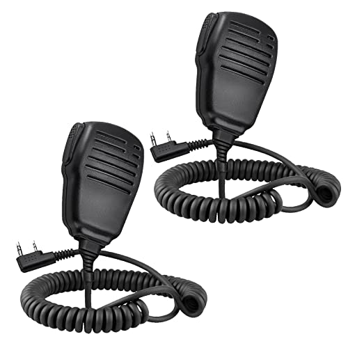 Image of SAMCOM Shoulder Mic of Walkie Talkies, Two Way Radio Speaker Microphone, Handheld Walkie Talkie Microphone for Most 2 Way Radios, 2 Pin Radio Mic with PTT (2 Pack)