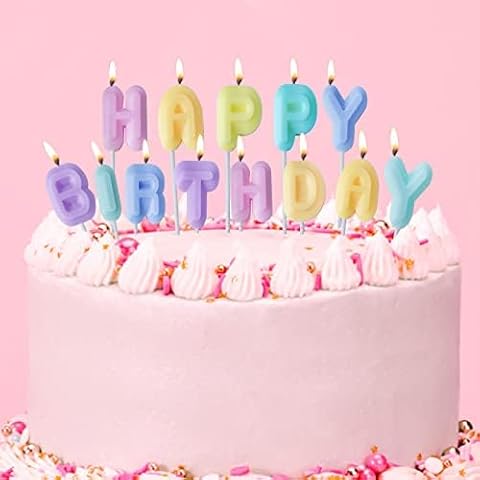 Berkebun Happy Birthday Cake Candles with Fun Colorful Candle Holders Included; for Birthday Cakes to Make it a Magical,CelebrationMacaroon Color Birthday Candles (2, Macarons, 26) Cover